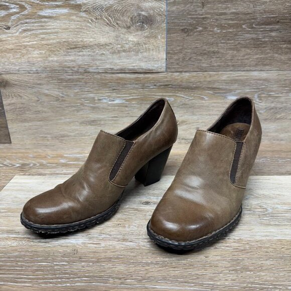 Born Gertrude Brown Leather Booties Women's Size 7 - Picture 1 of 8